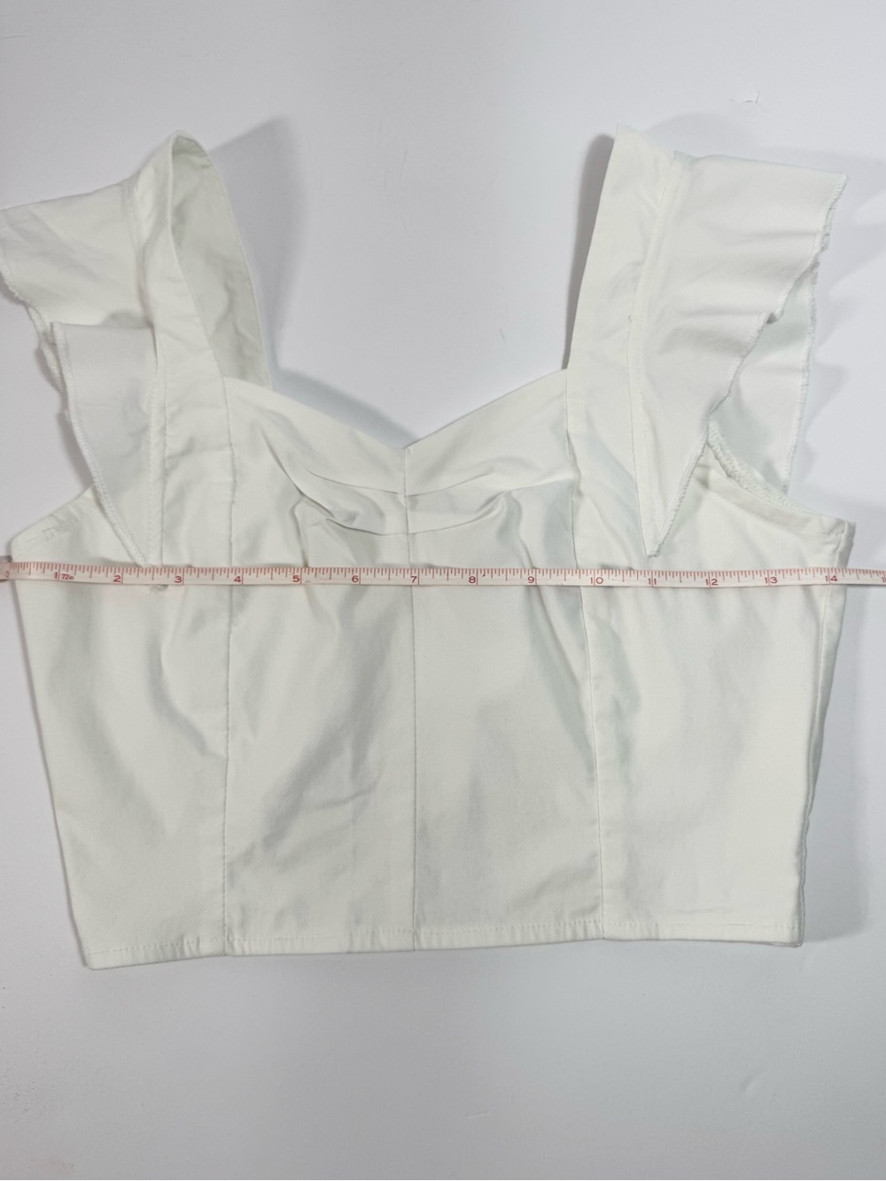 Women's White Ruffle Sleeve Crop Top - Classic Summer Staple Chicme - Picture 13 of 14